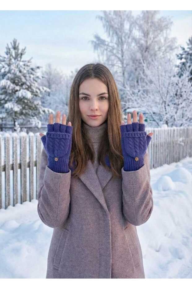 Women's Winter Friendly Wool Gloves with Cover