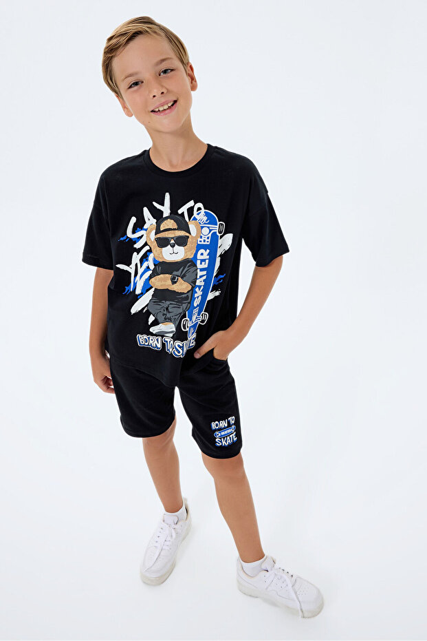 بدلة برمودا سوداء للأولاد - 3