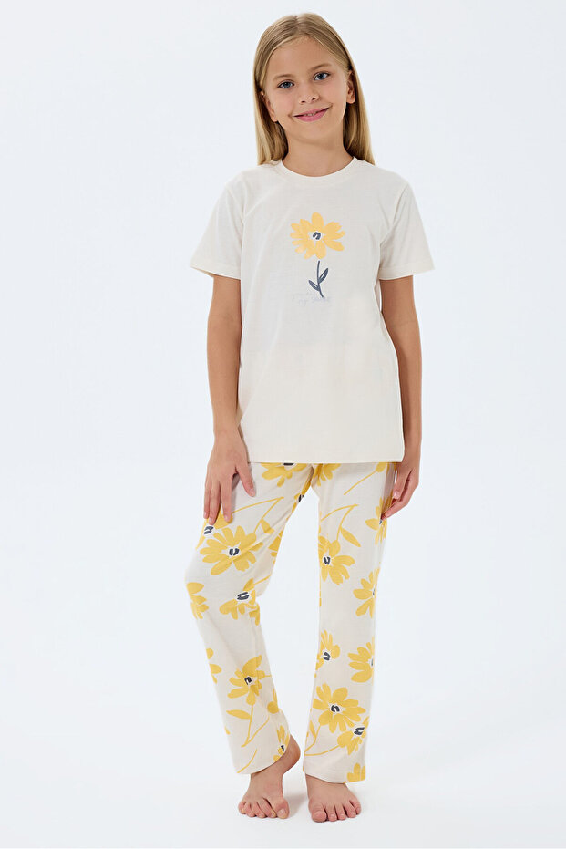 Devojčički krem pidžama set - 1