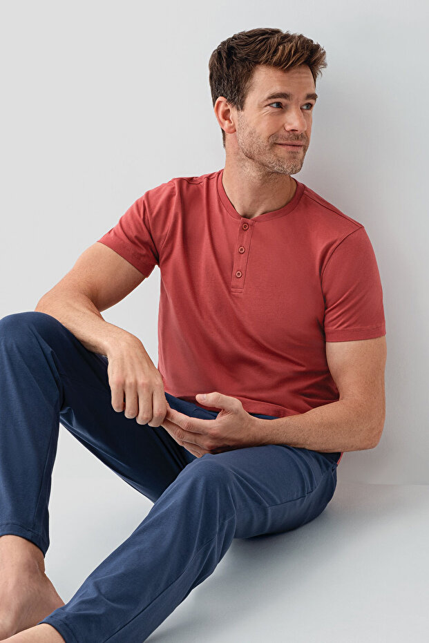 طقم بيجامة برتقالية للرجال - 2