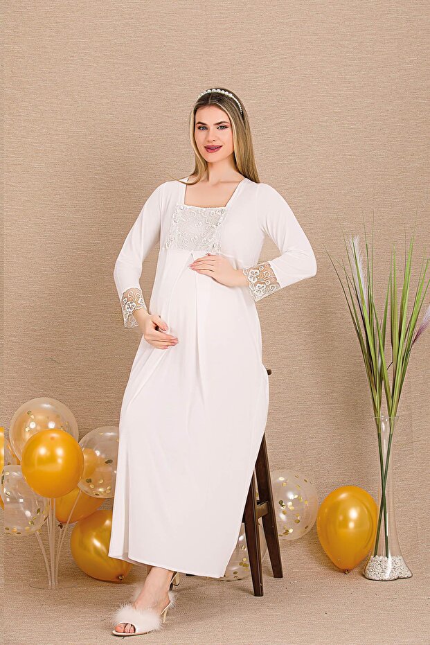 Women's Long Sleeve Maternity Nightgown