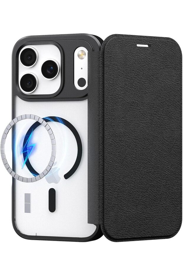 Air Folio for iPhone 17 PRO case MagSafe compatible Folio Wallet cover magnetic closure - Black