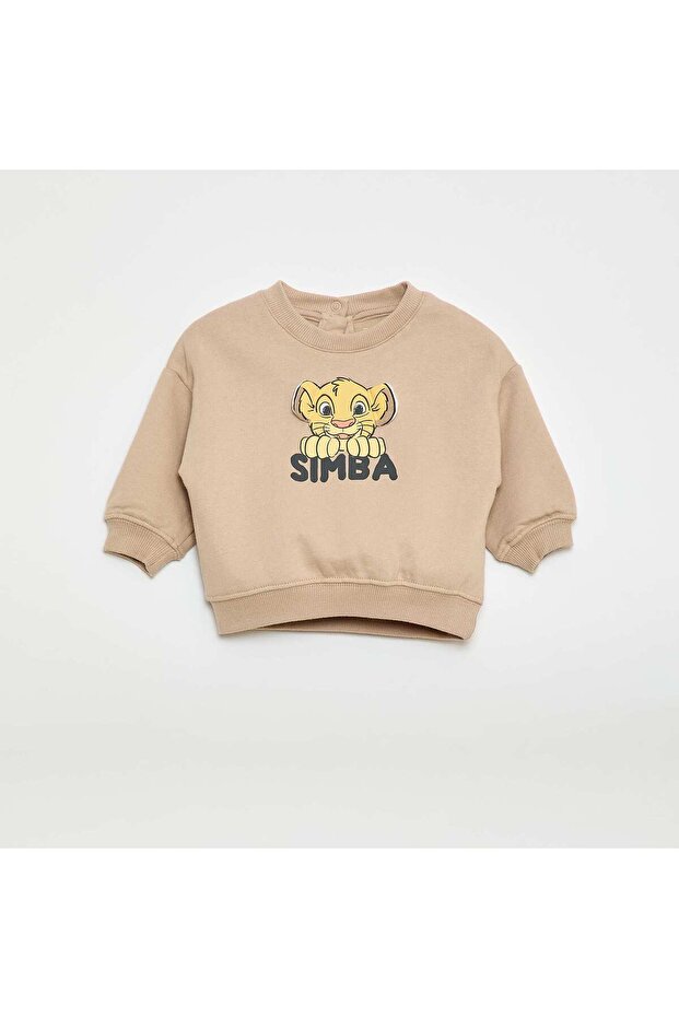 Printed 'Simba' Fleece Sweatshirt BEIGE