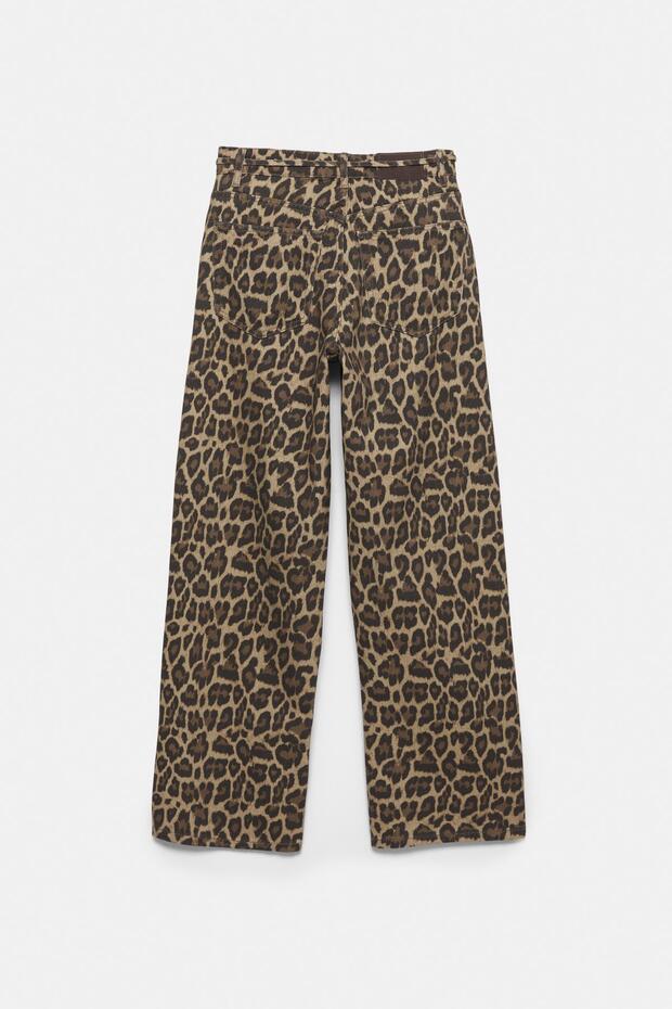 Leopar desenli bağcıklı pantolon - 6