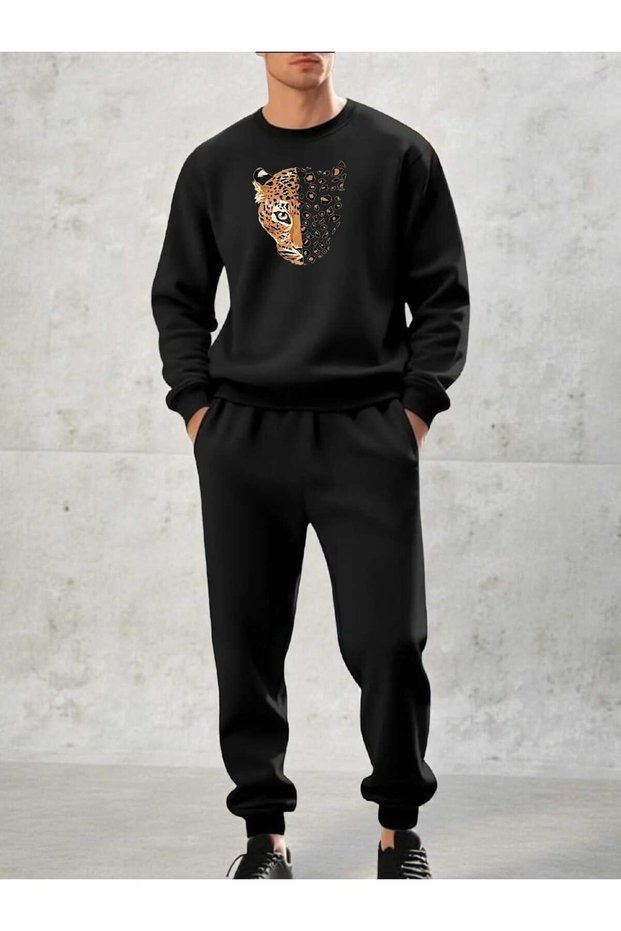 Aslan Print Design Top and Bottom Set Crew Neck Sweatshirt
