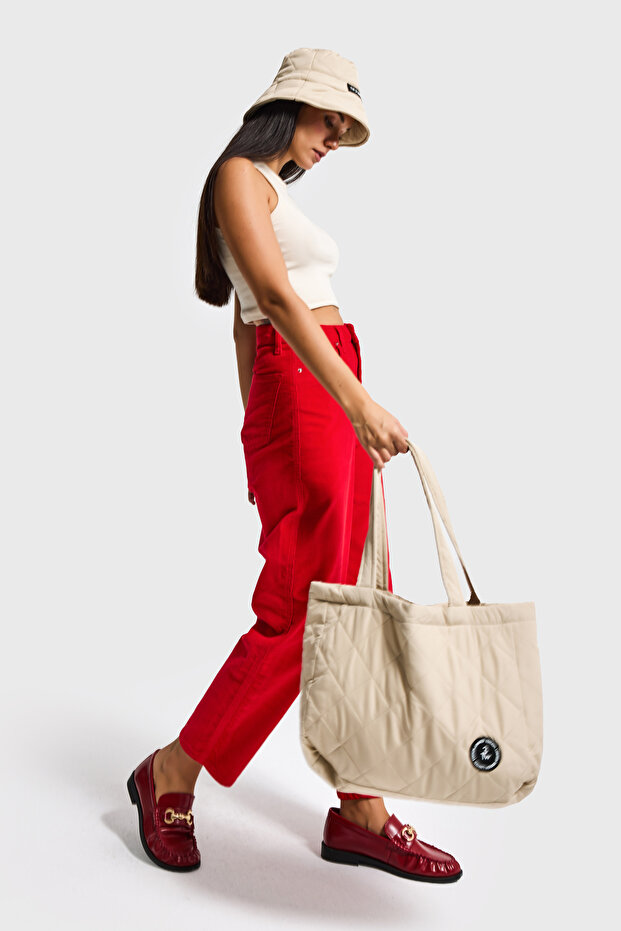 حقيبة بتصميم خاص ذات نمط البقلاوة باللون البيج - 4