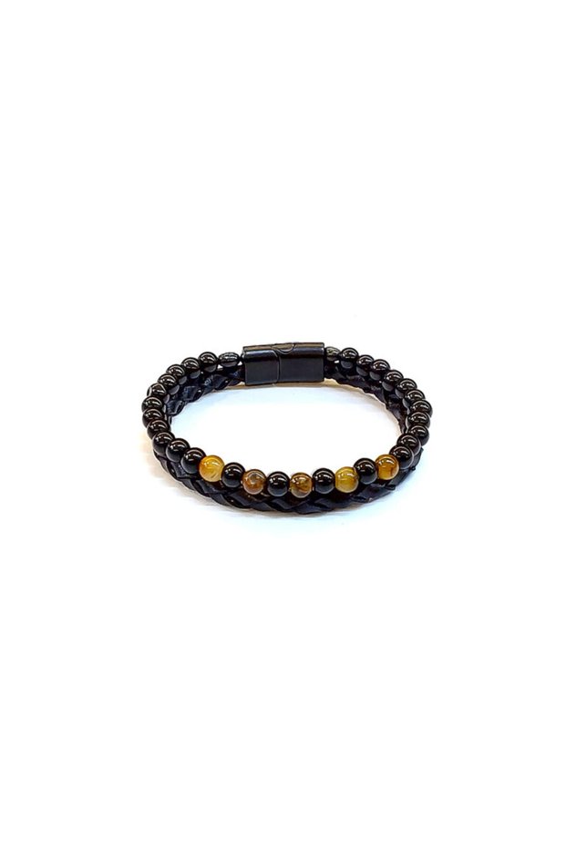 Shaded Amber – Premium Natural Stone Men's Bracelet-168