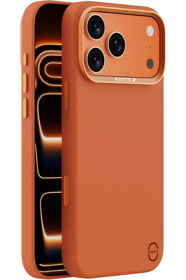 Urban Nano for iPhone 17 PRO case [Covered Camera Control] Vegan Polymeric Leather cover - Orange