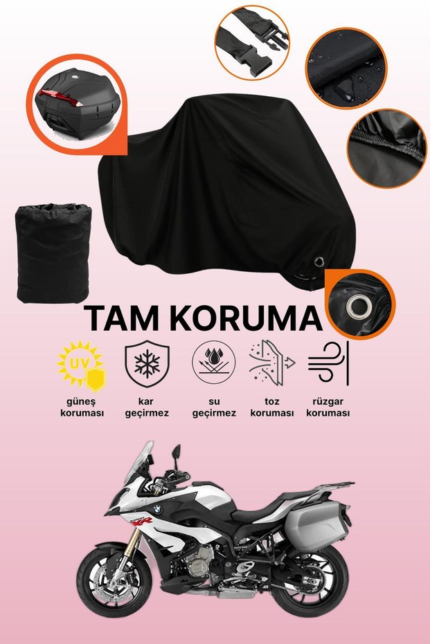 Black Rear Bag and Lock Compatible Bmw S 1000 Xr Compatible Motorcycle Tarpaulin