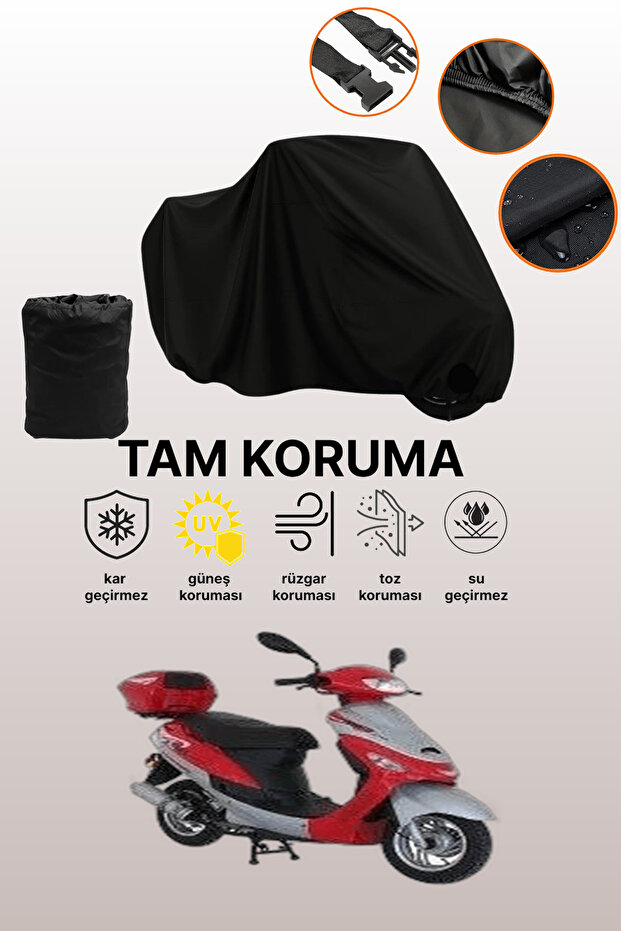 Black Tail Bag and Lock Incompatible Mondial 50 Hc Compatible Motorcycle Tarpaulin
