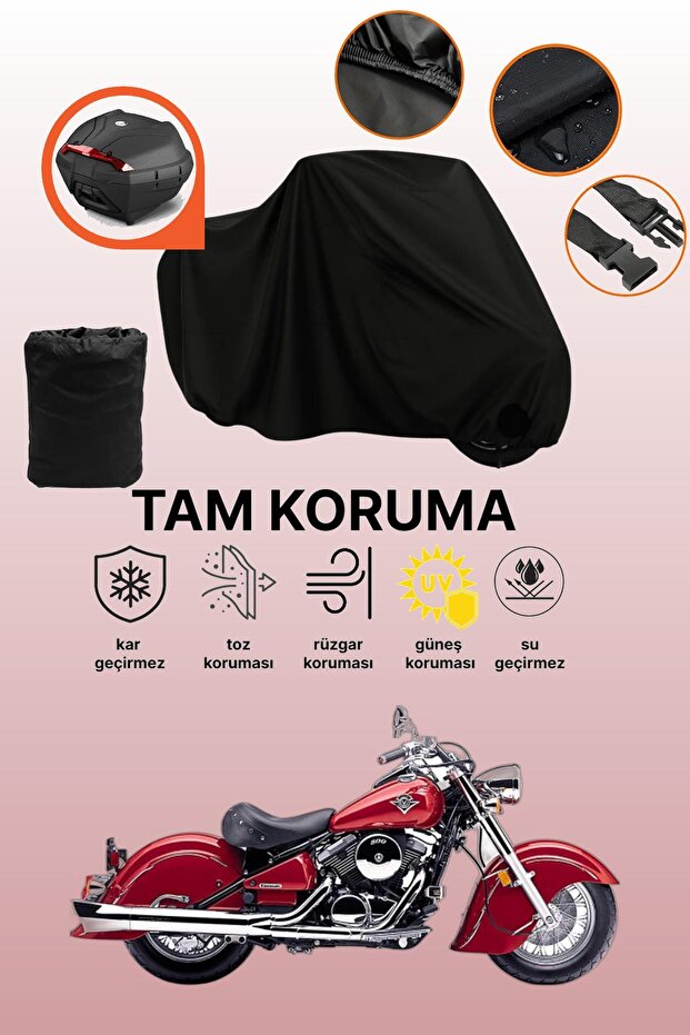 Black Tail Bag Compatible with Kawasaki Vn 800 Drifter Compatible Motorcycle Canvas