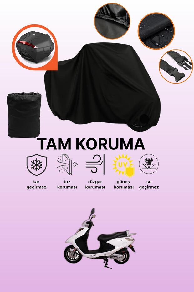 Falcon Dolphin 125 Efi Compatible Motorcycle Tarpaulin Compatible with Black Rear Bag