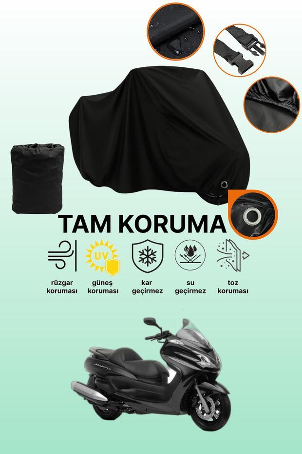 Black Compatible with Lock Yamaha Majesty 400 Compatible Motorcycle Tarpaulin