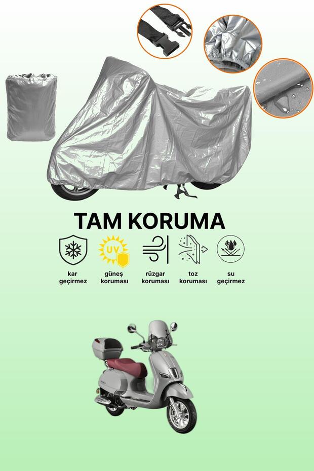 Gray Tail Bag and Lock Mismatched Kuba Bevely 125 Compatible Motorcycle Tarpaulin