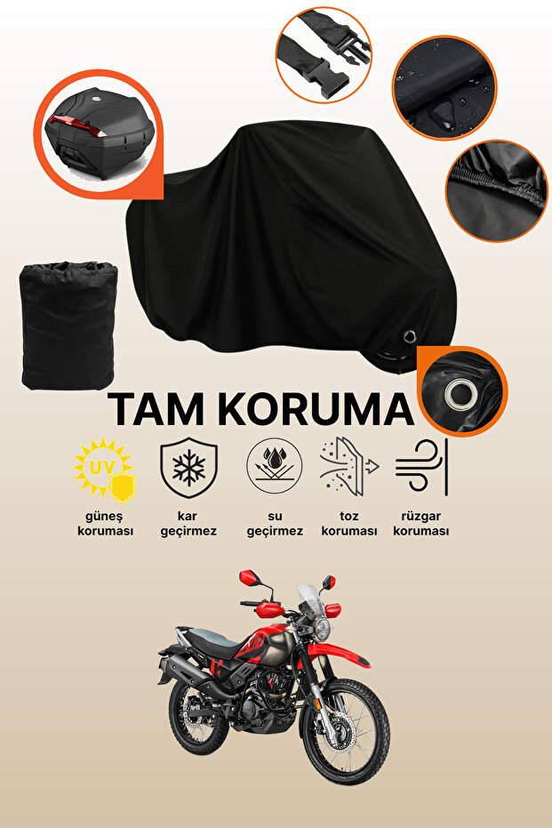 Black Rear Bag and Lock Compatible Hero Xpulse 200 Compatible Motorcycle Tarpaulin