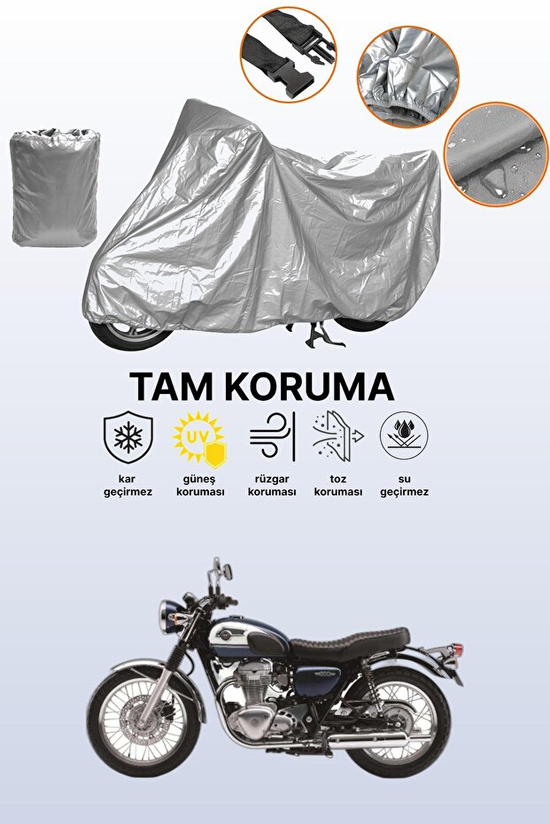 Gray Tail Bag and Lock Incompatible Kawasaki W 800 Compatible Motorcycle Tarpaulin