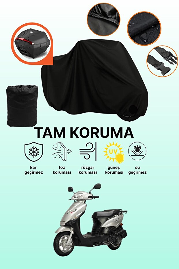 Black Rear Bag Compatible with Kuba Golf 100 Compatible Motorcycle Tarpaulin
