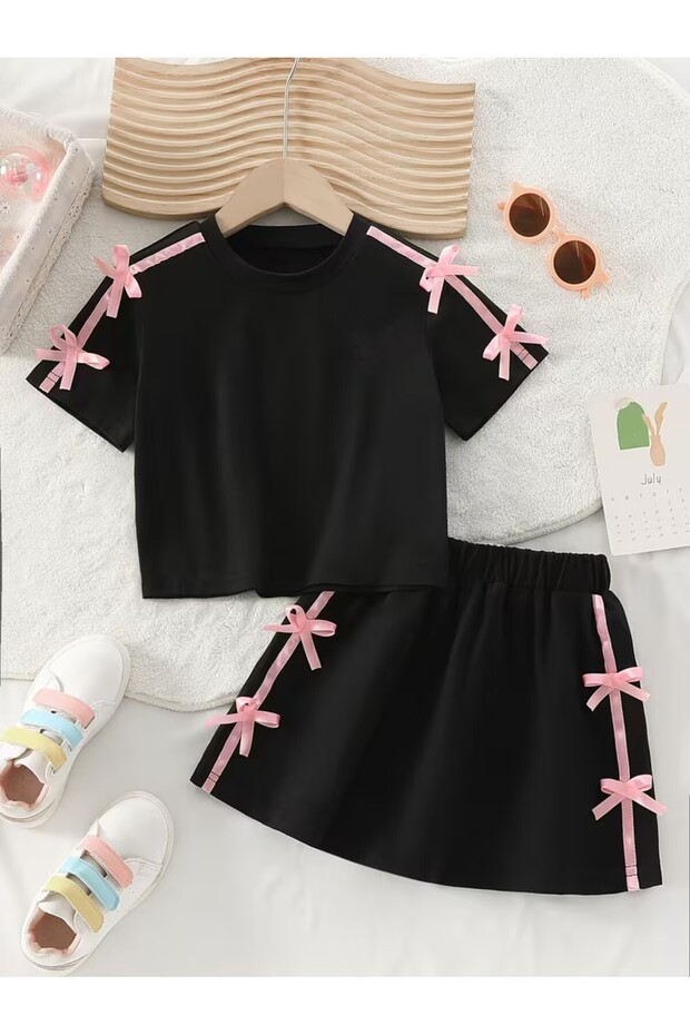 Children's New Bow Shorts-T-Shirt Summer Set