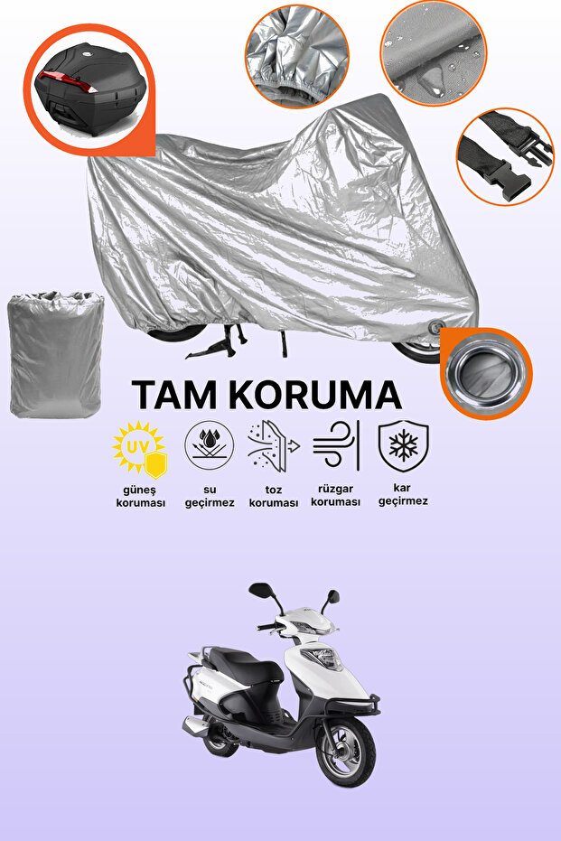 Gray Rear Bag and Lock Compatible Kuba Zenzero Compatible Motorcycle Tarpaulin