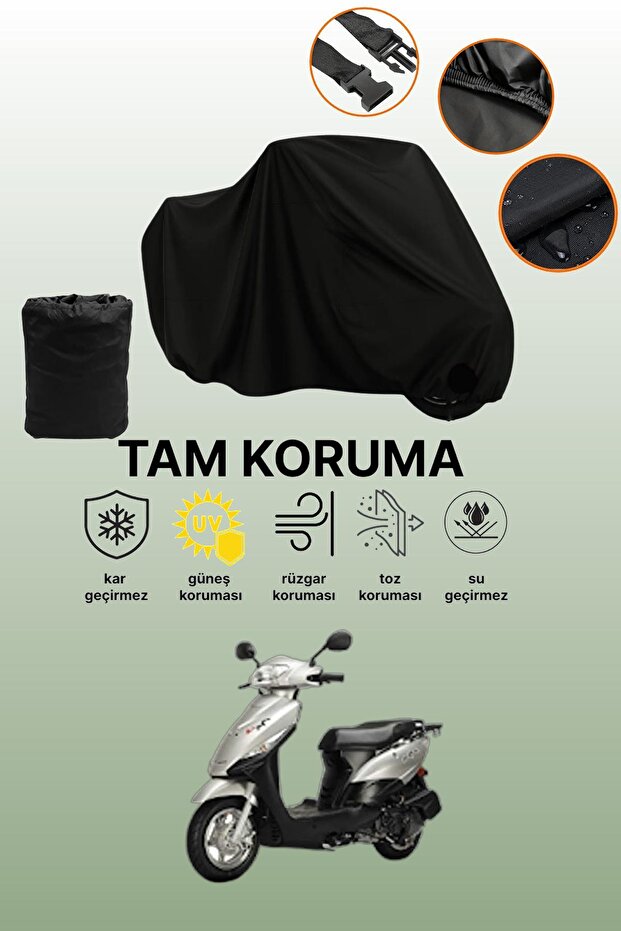 Black Rear Bag and Lock Incompatible Kuba Cargo Compatible Motorcycle Tarpaulin