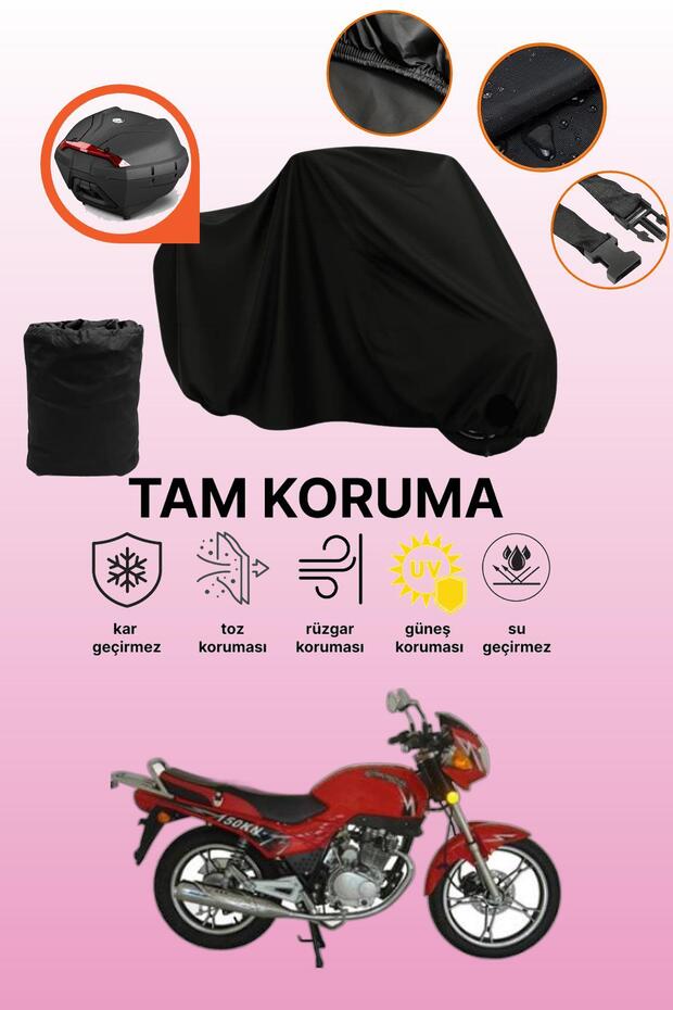 Mondial 150 Kn Compatible Motorcycle Tarpaulin Compatible with Black Rear Case