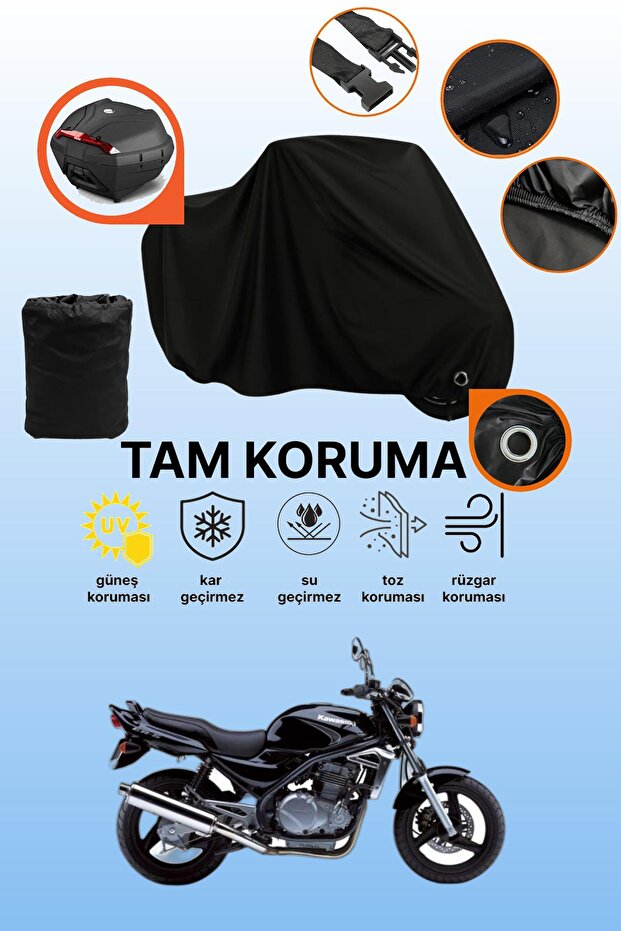 Black Rear Bag and Lock Compatible Kawasaki Er-5 Compatible Motorcycle Canvas