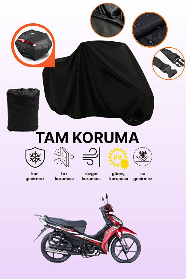 Rks Next 100 Compatible Motorcycle Tarpaulin Compatible with Black Rear Bag