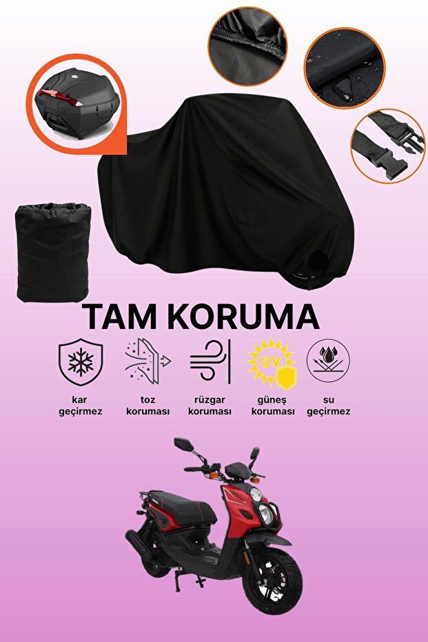 Mondial 150 Argent Compatible Motorcycle Tarpaulin Compatible with Black Rear Case