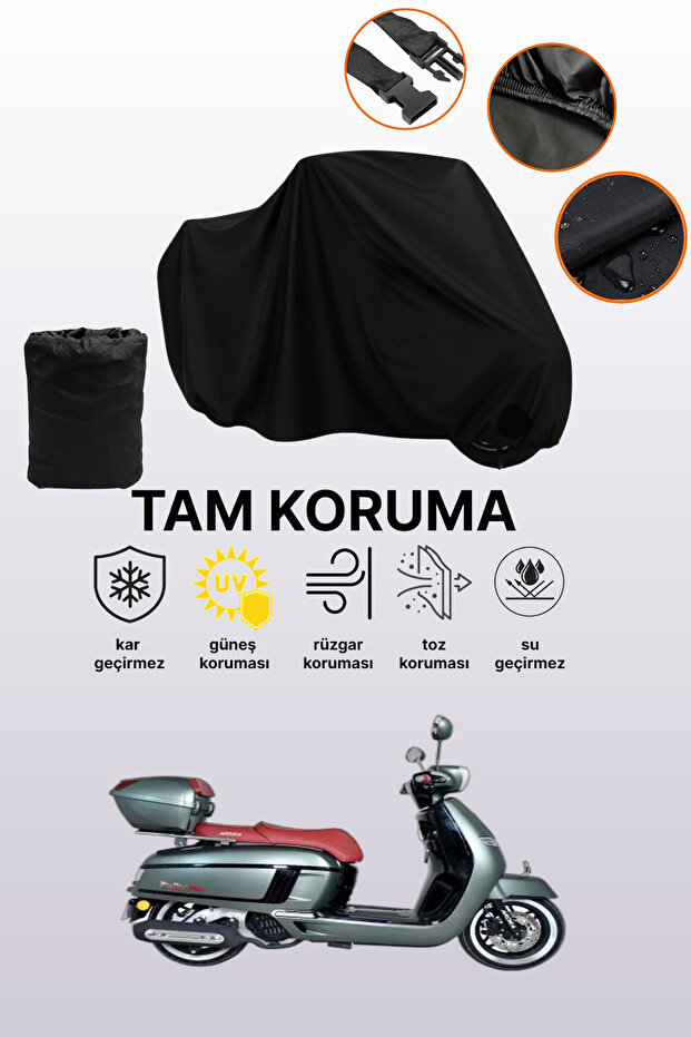 Black Rear Bag and Lock Mismatched Arora Mojito Pro S Compatible Motorcycle Tarpaulin