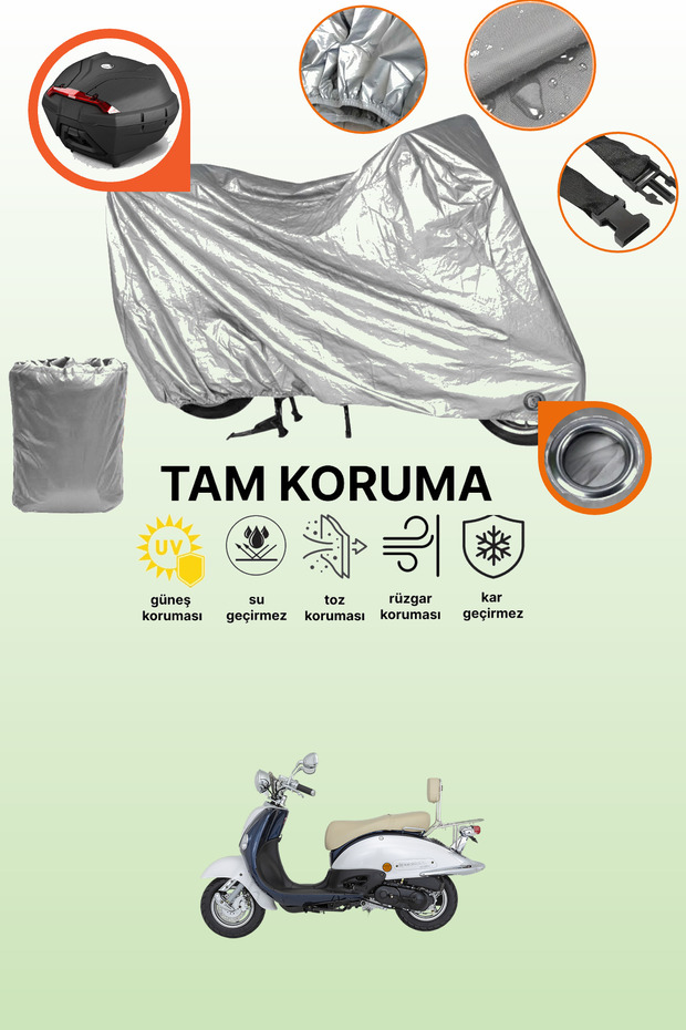 Gray Tail Bag and Lock Compatible Mondial 50 Znu Compatible Motorcycle Tarpaulin