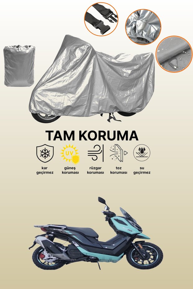 Gray Tail Bag and Lock Incompatible Motolux Sst 125 Compatible Motorcycle Tarpaulin