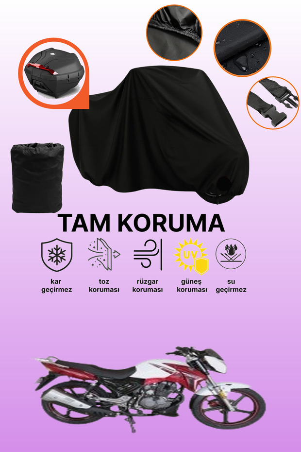 Black Rear Bag Compatible with Arora Ar 170-20 Elegant Compatible Motorcycle Tarpaulin