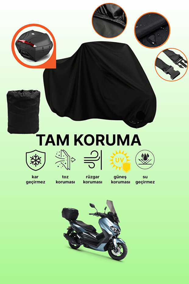 Rks Grace 202 Pro Compatible Motorcycle Tarpaulin Compatible with Black Rear Bag