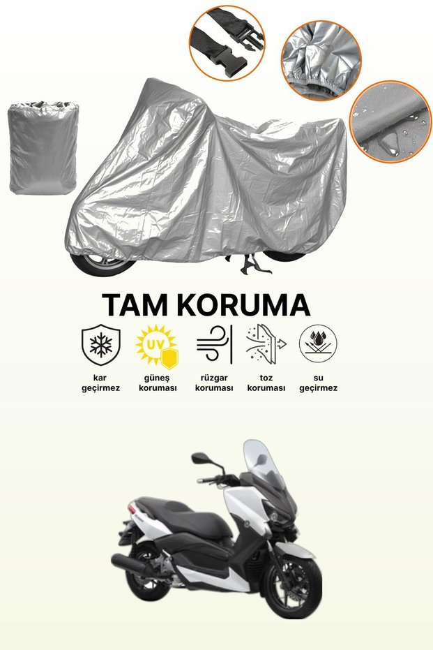 Gray Rear Bag and Lock Non Compatible Yamaha Yp 250 R X Max Compatible Motorcycle Tarpaulin
