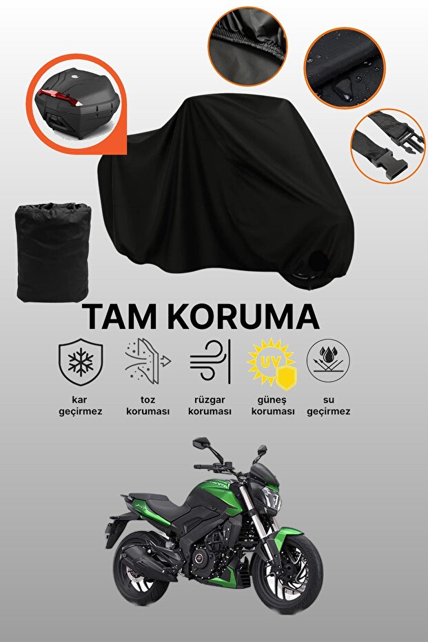 Black Tail Bag Compatible with Bajaj Dominar 400 Ug Compatible Motorcycle Tarpaulin