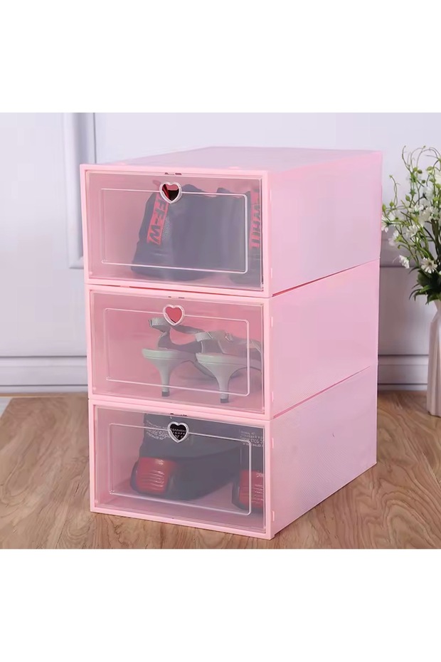 Foldable shoe storage box, 3-piece set