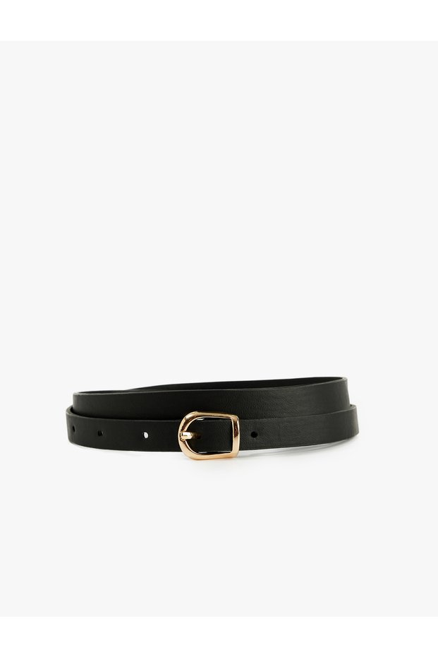 Faux Leather Belt with Buckle