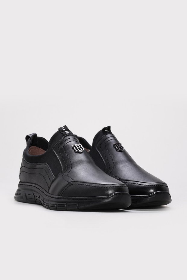 Black Genuine Leather Rubber Sole Men's Casual Shoes Tg0916111131653