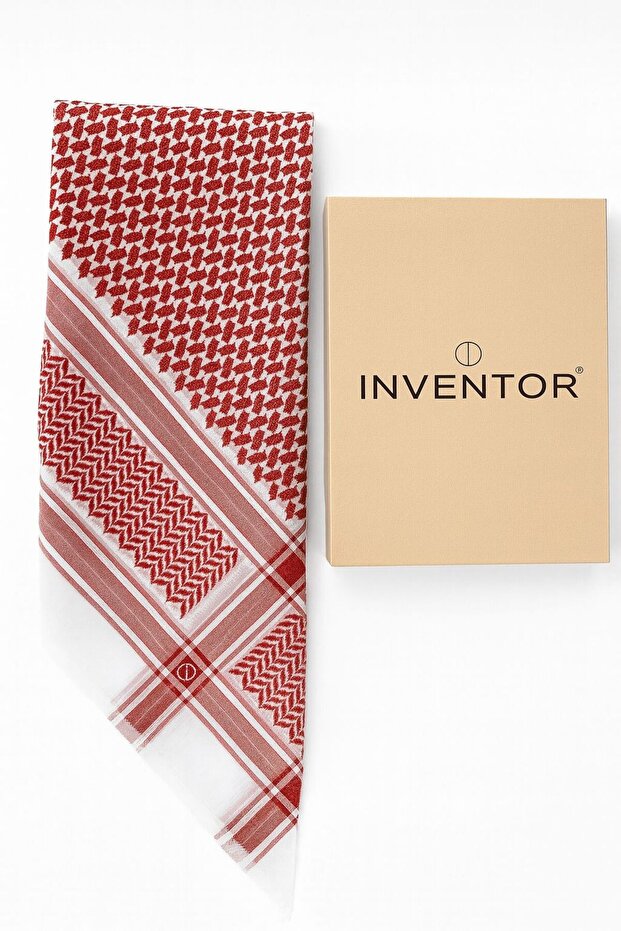 Red shemagh with an elegant pattern - 1