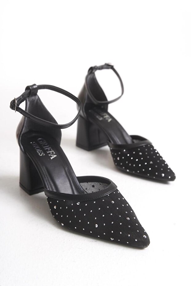Women's Beige Tulle Stone Closed Back Daily Casual Evening Dress Stiletto Heeled Shoes