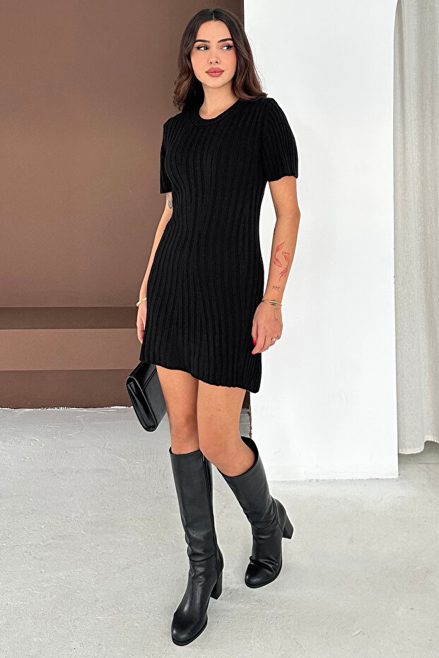 Women's Ribbed Mini Knit Dress – Noir Form