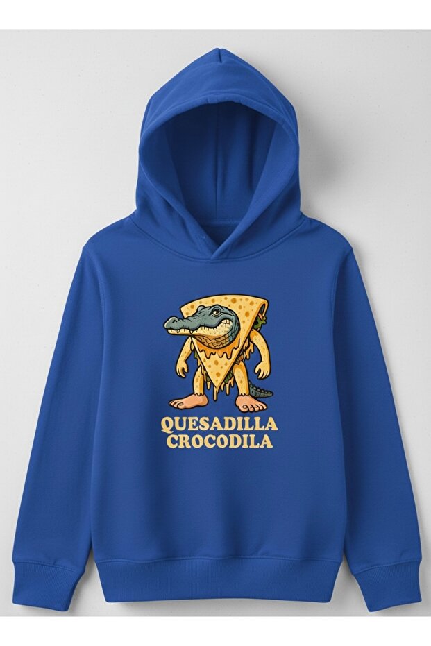Unisex 100% Cotton Quesadilla Crocodila Printed Children's Hooded Sweatshirt