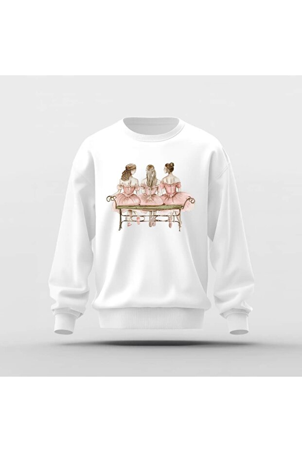 Three Ballerinas Printed Basic Sweatshirt - 1
