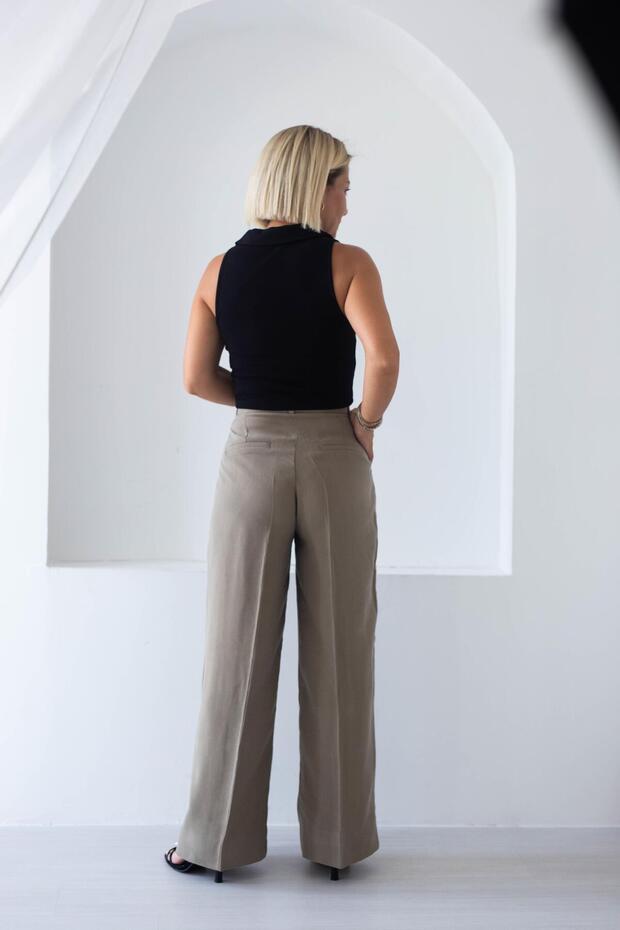 3697 Collared Ribbed Crop - 4
