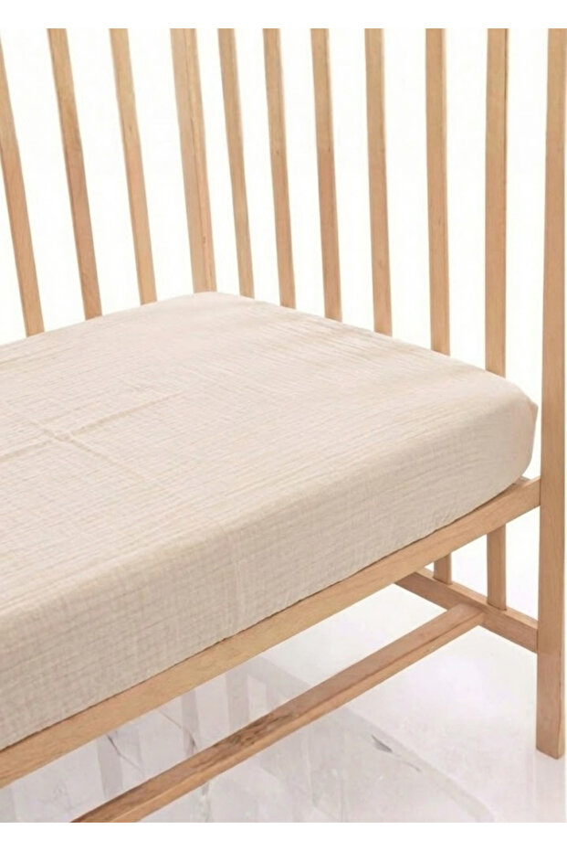 100% Cotton Muslin Fitted Sheet - 4 Layers, Breathable Fabric - 70X120 cm