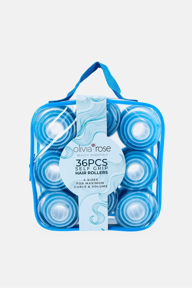 36 Pcs Self Grip Hair Rollers, Blue