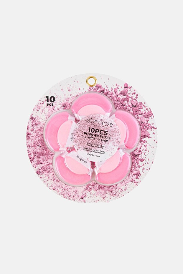 10 Pieces Makeup Powder Puffs Set, Pink