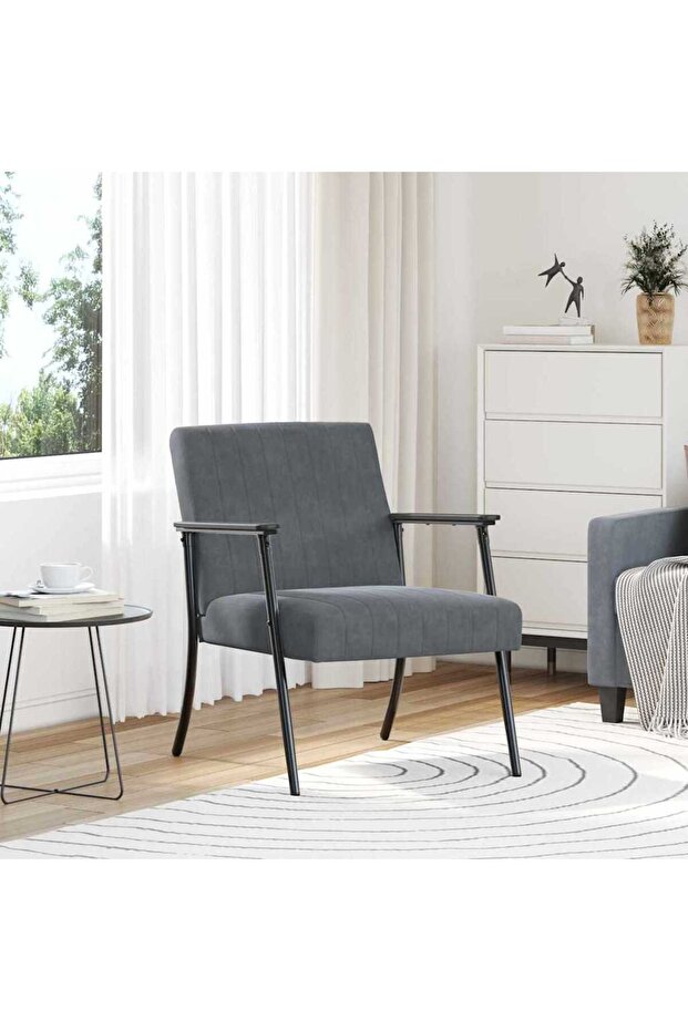 Armchair Dark Grey 59 x 75 x 78 cm Velvet