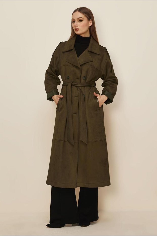 Belted Suede Trench Coat 10986