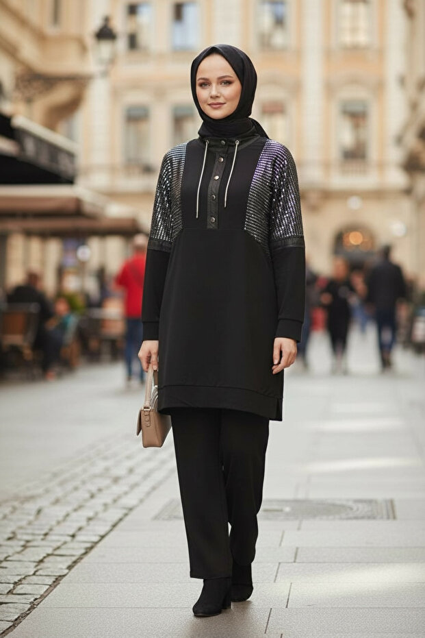 TAŞLI KORDONLU KREP TAKIM - 1